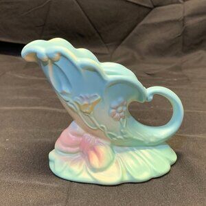 Vtg Hull Pottery Blue/Green Bow Knot Candle Holder Pastel Colors NO Chips/Cracks